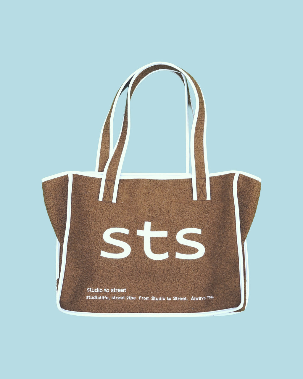 品牌撞色毛圈側背包