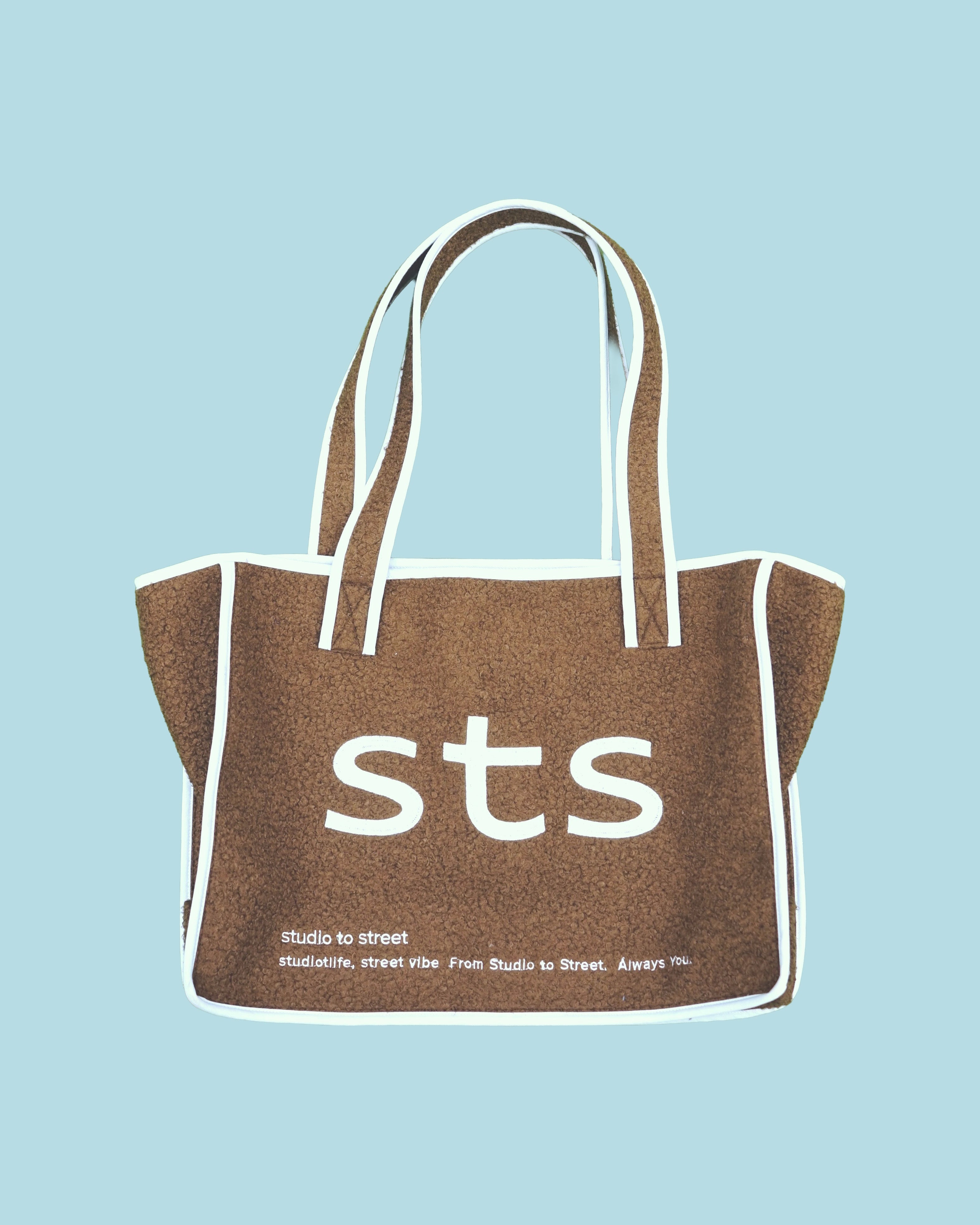 品牌撞色毛圈側背包