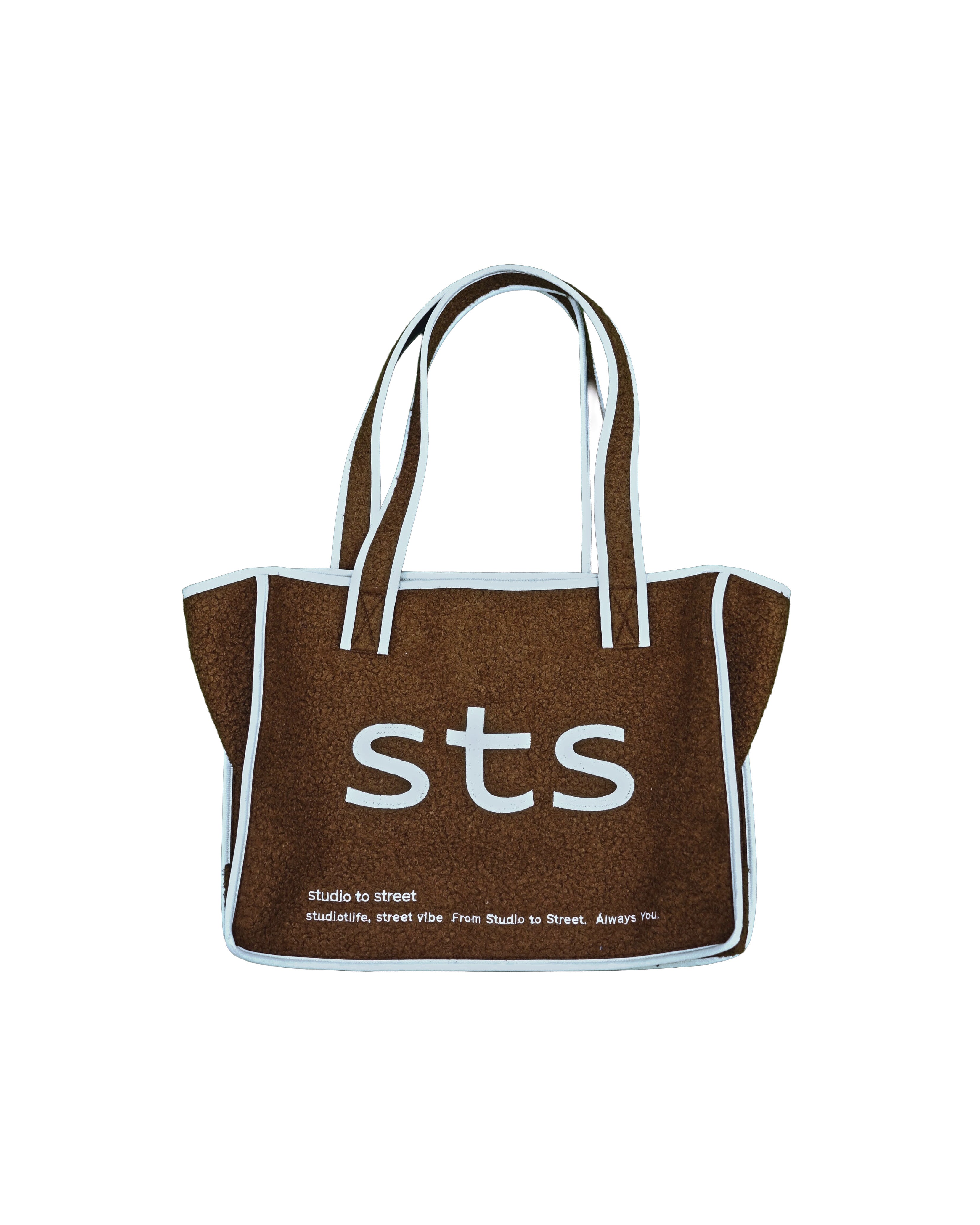 品牌撞色毛圈側背包