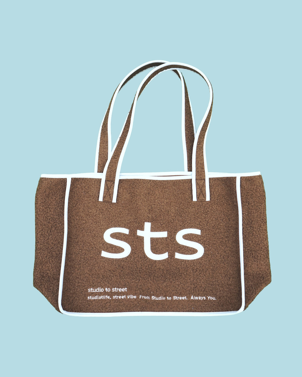 品牌撞色毛圈側背包