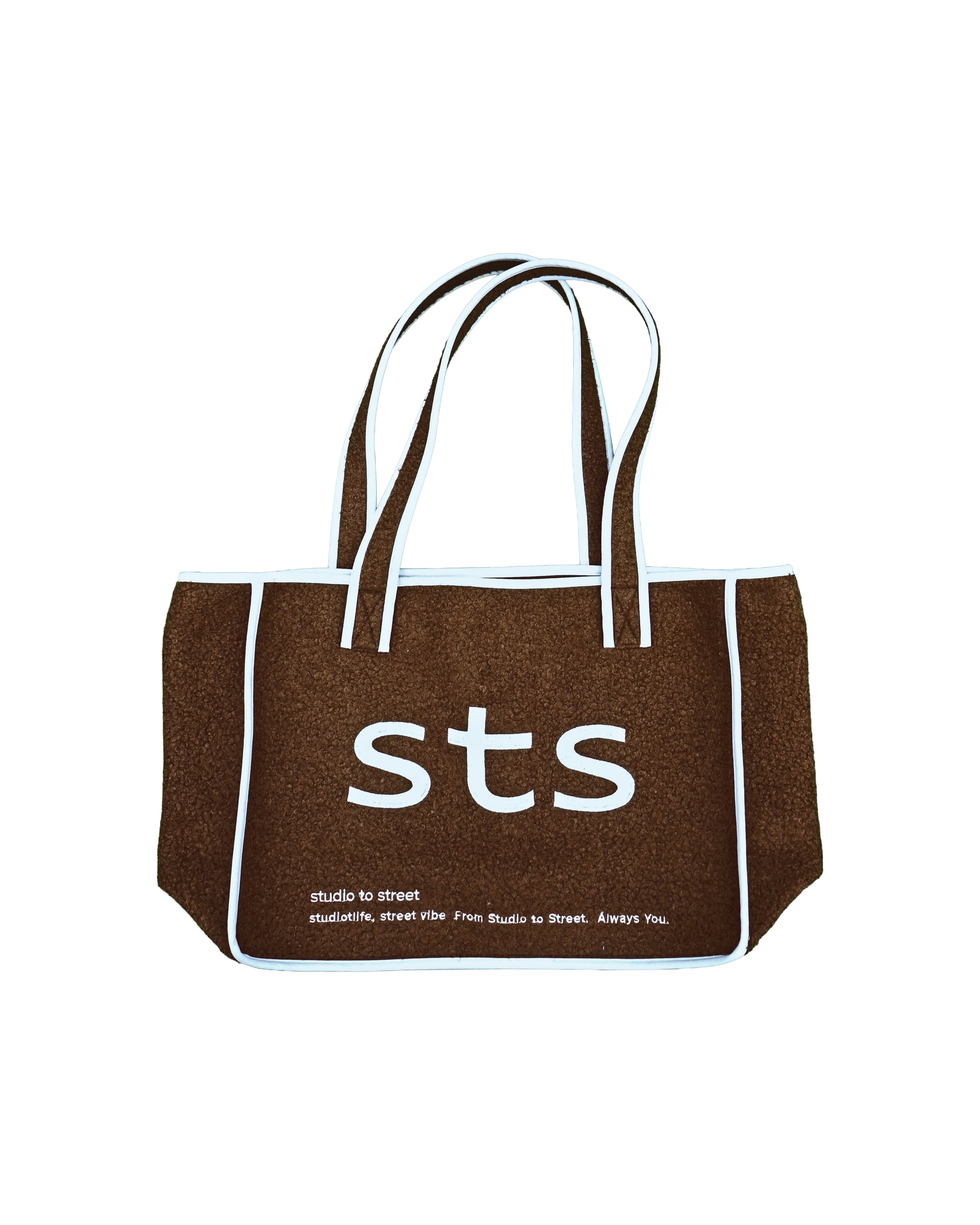 品牌撞色毛圈側背包