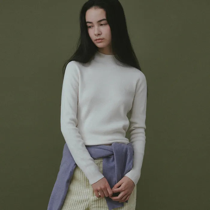 데일리 울 골지 하프넥 홀가먼트 니트