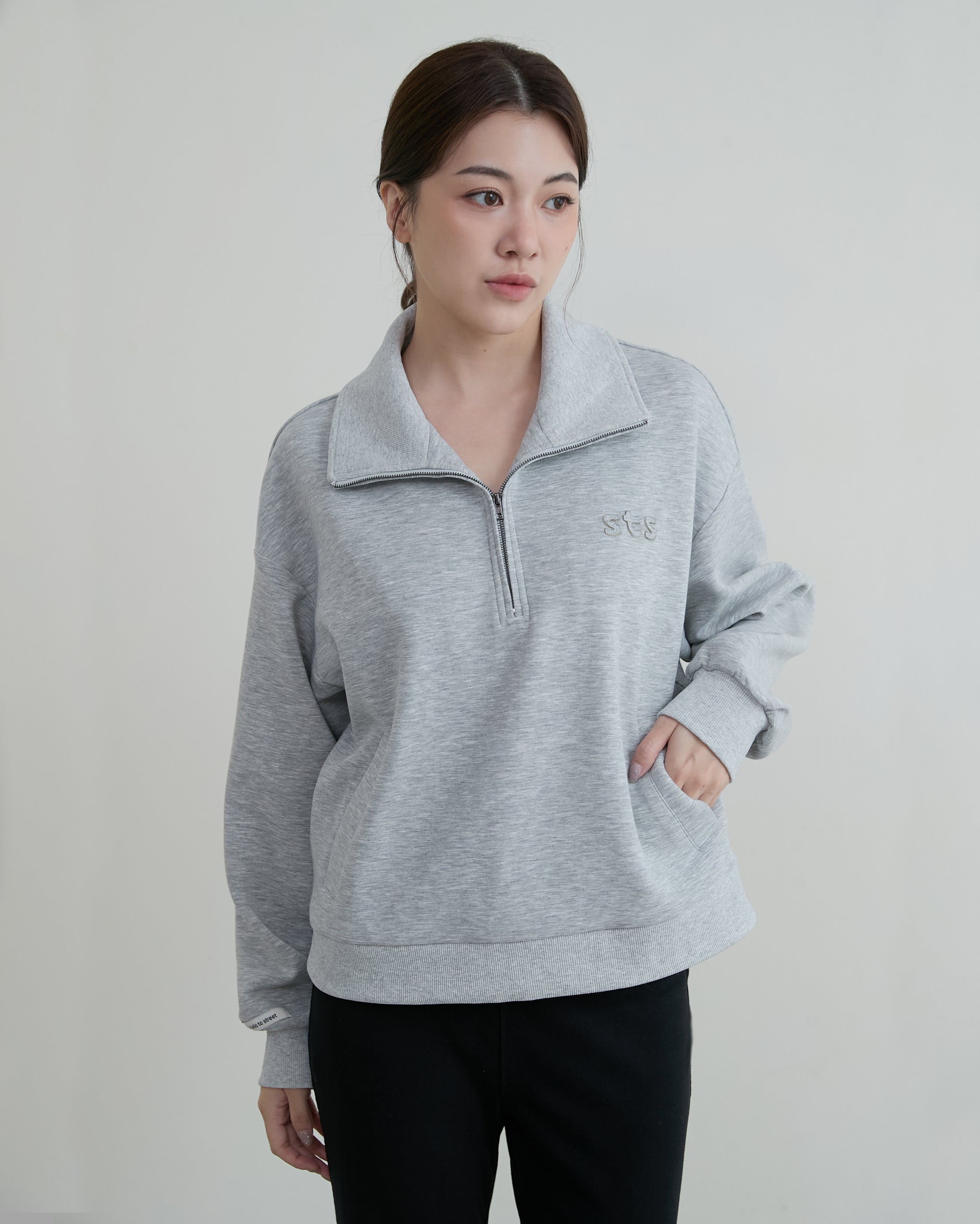 半門襟休閒長袖上衣