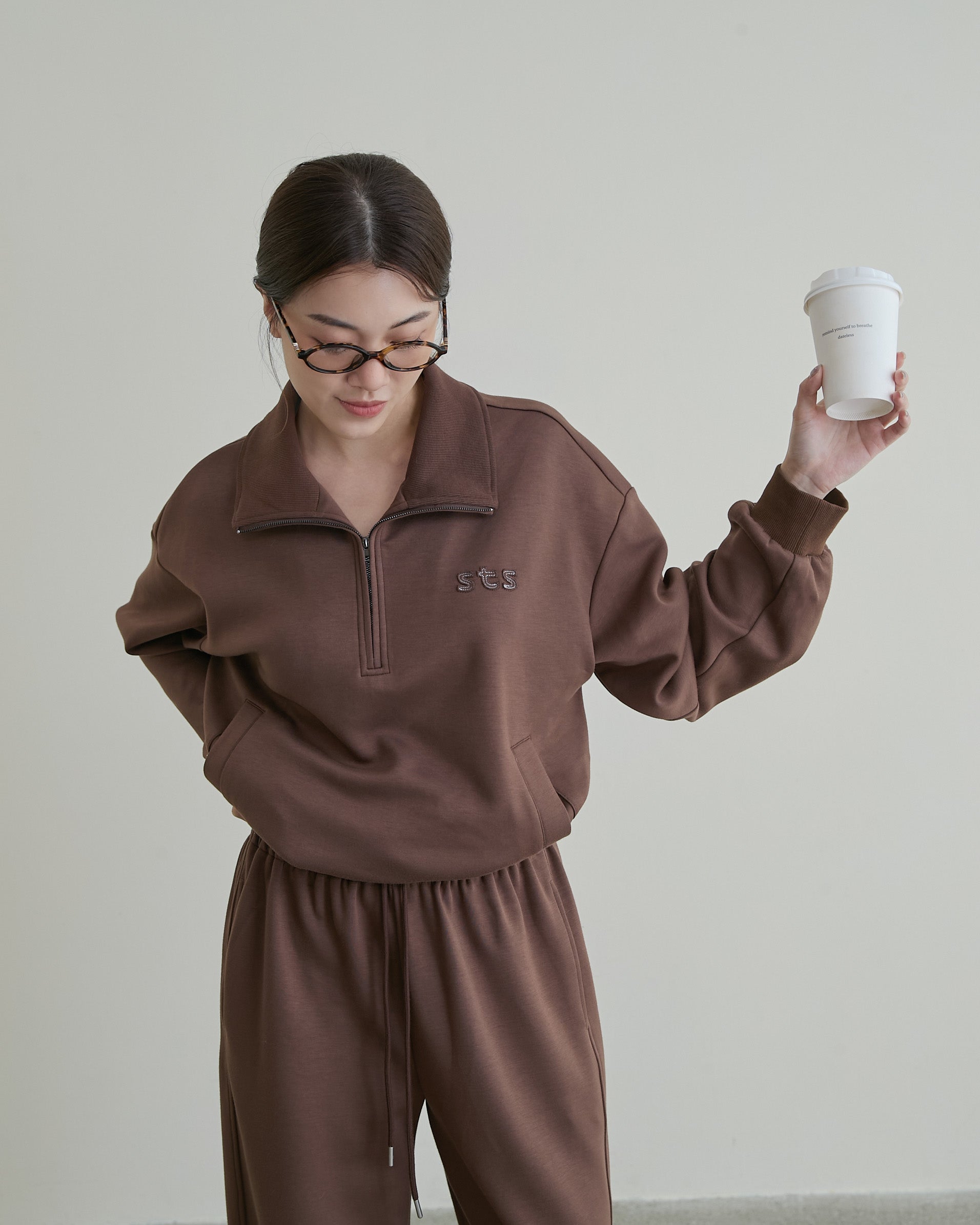 半門襟休閒長袖上衣