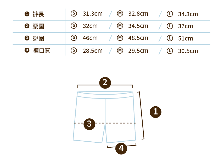 親膚內磨毛運動短褲