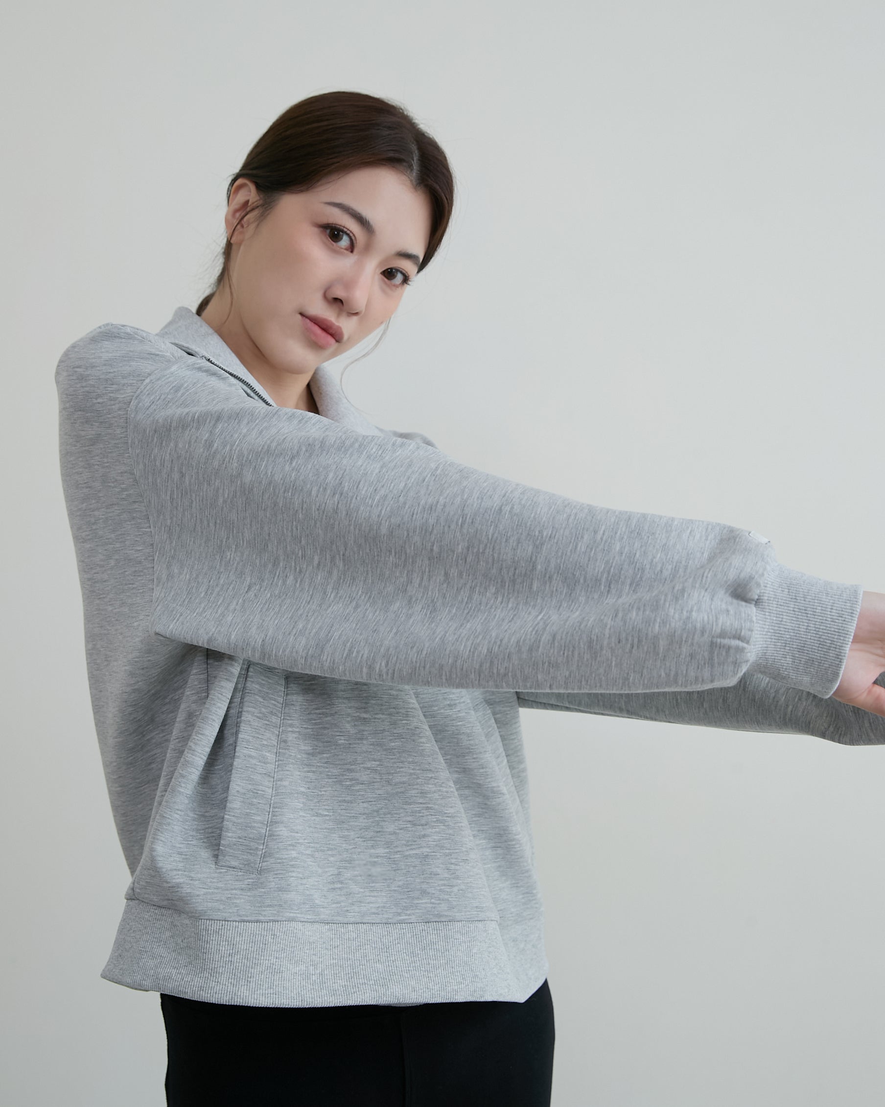 半門襟休閒長袖上衣