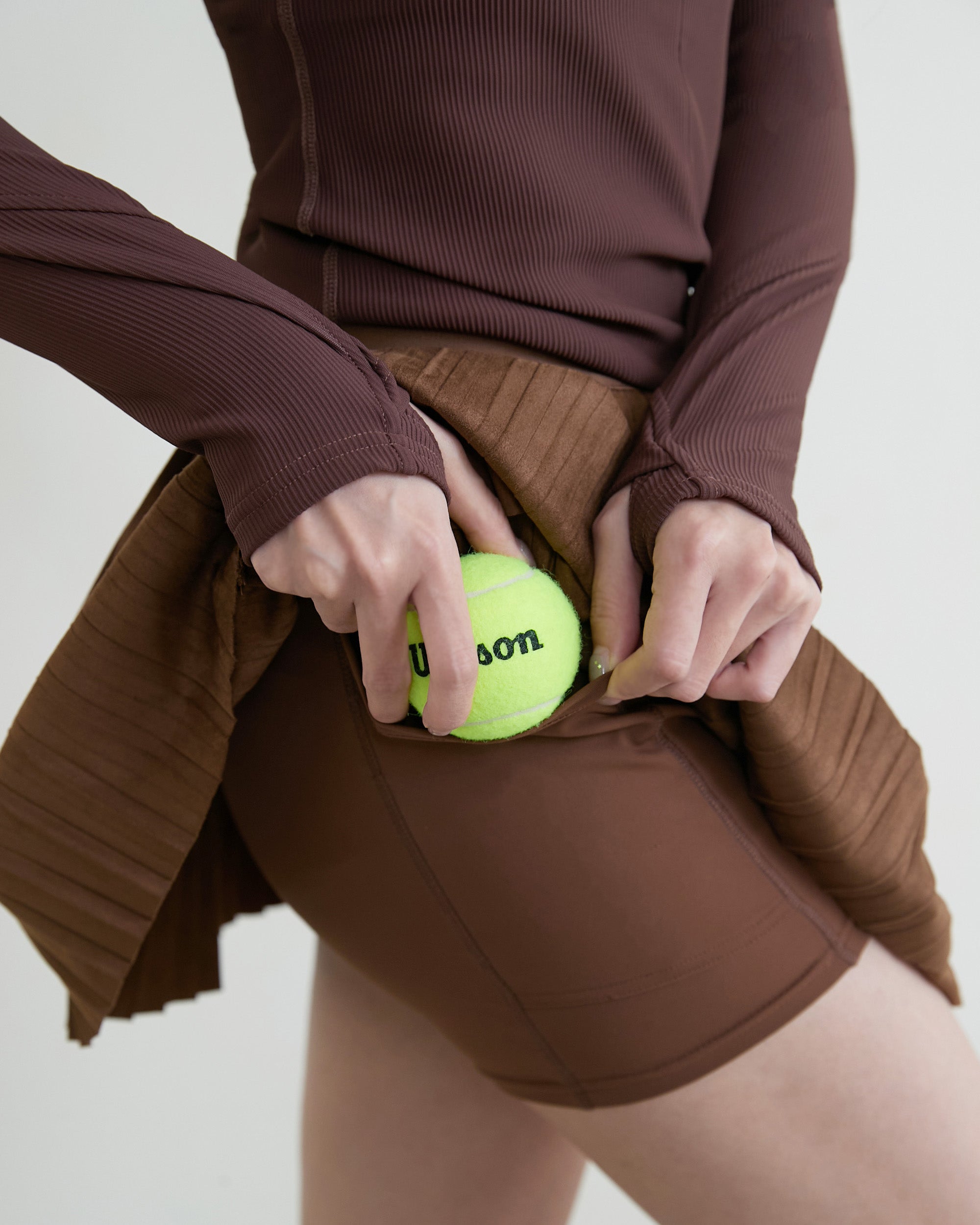 麂皮百褶裙(附網球褲)