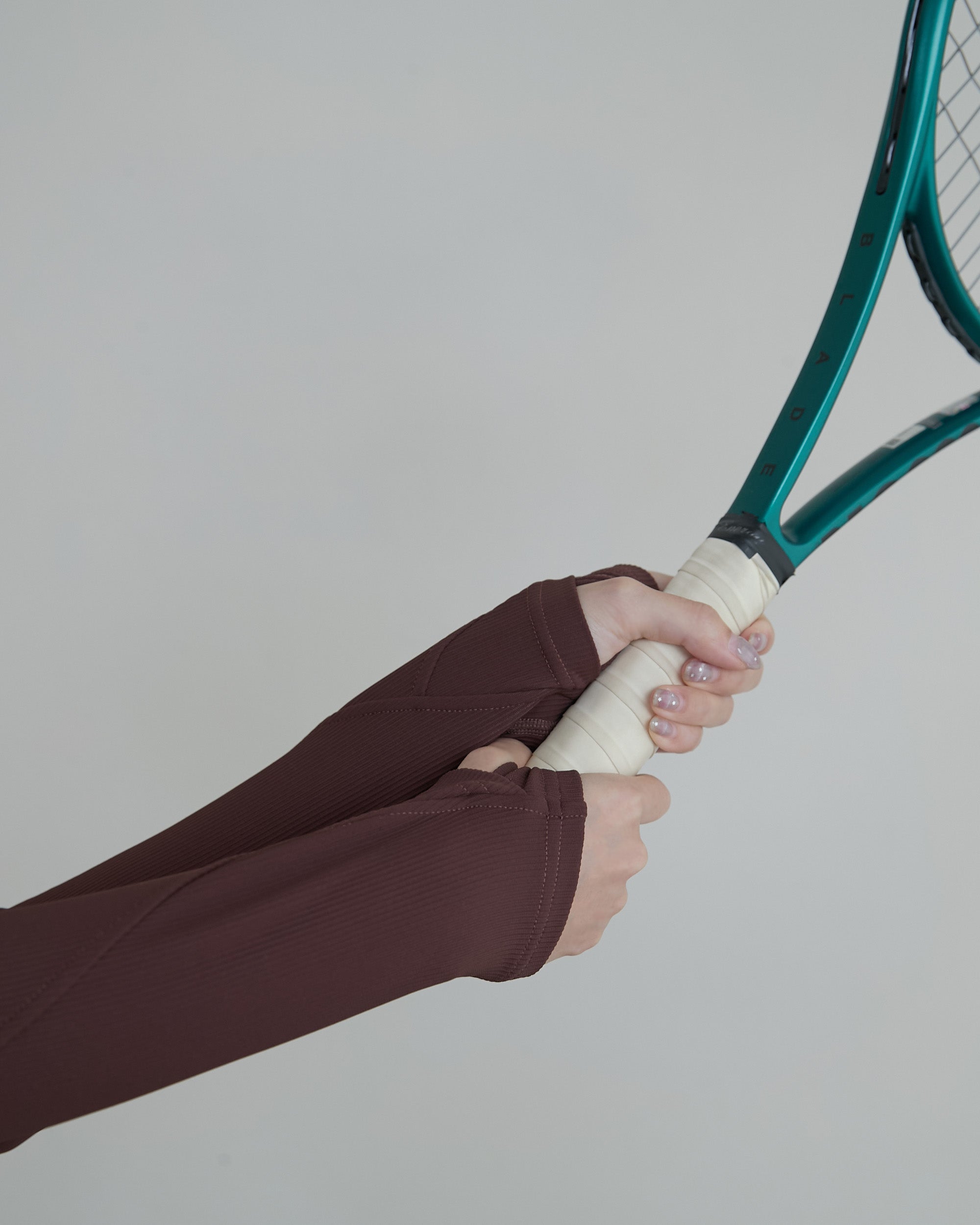 半拉鍊坑條長袖Bra Top