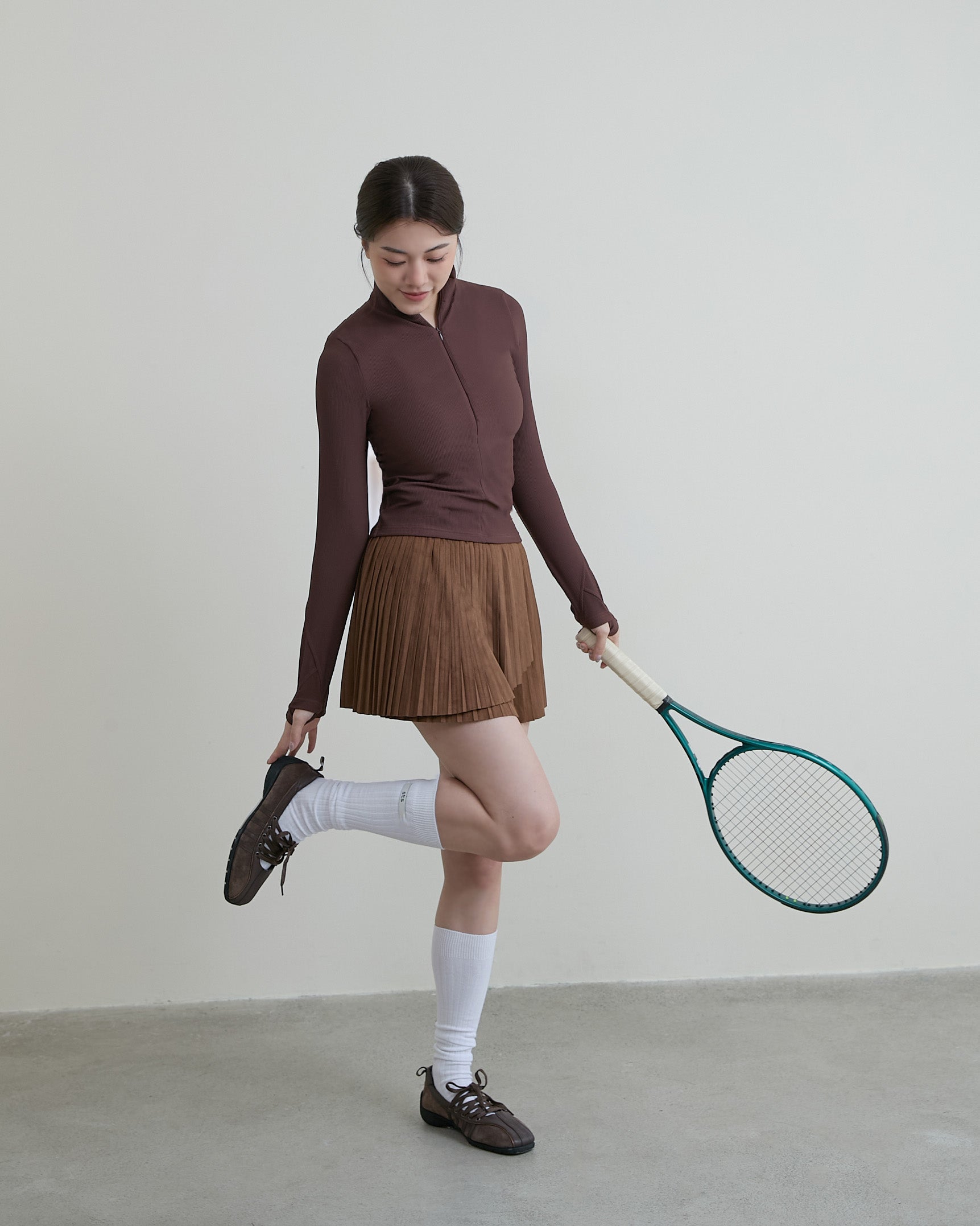 麂皮百褶裙(附網球褲)