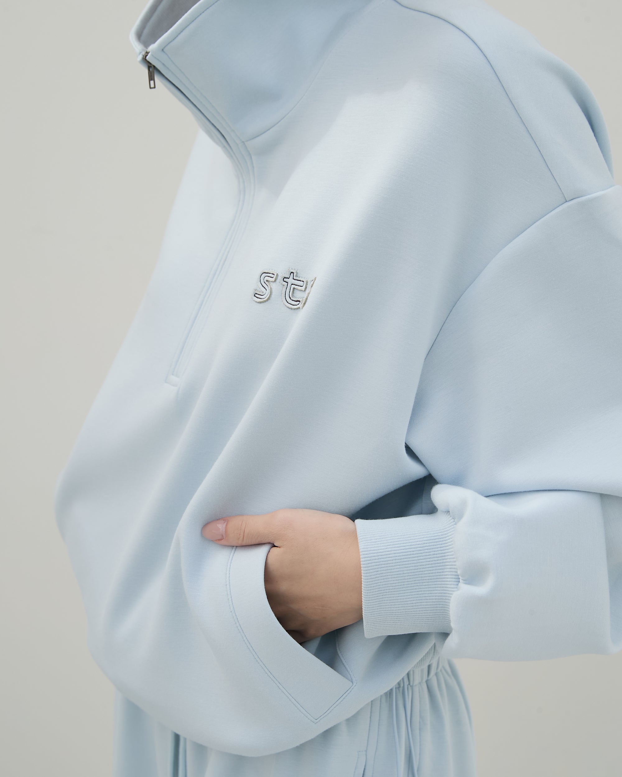 半門襟休閒長袖上衣