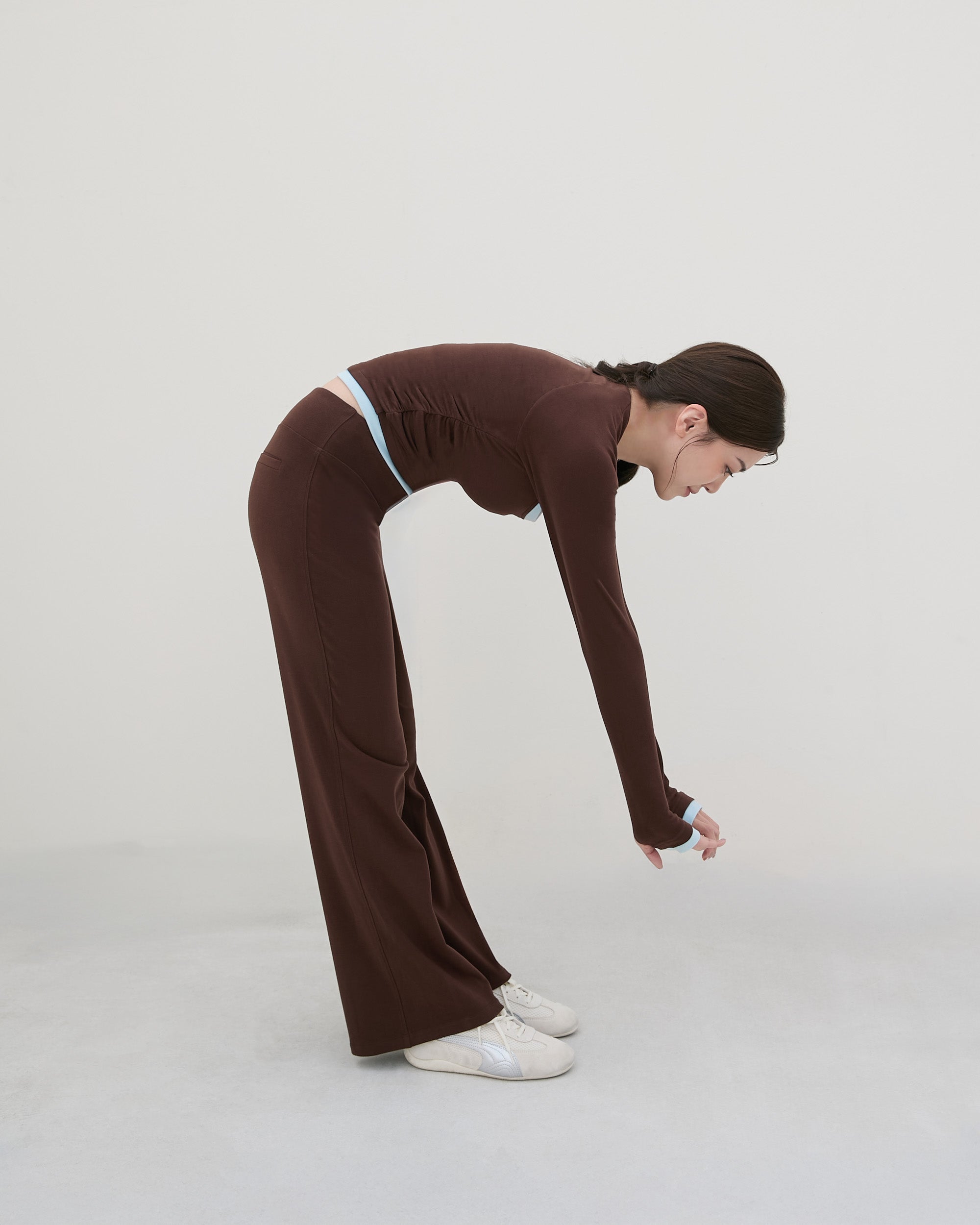 側抽皺撞色假兩件Bra Top