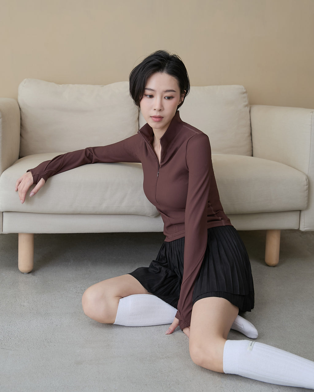 麂皮百褶裙(附網球褲)