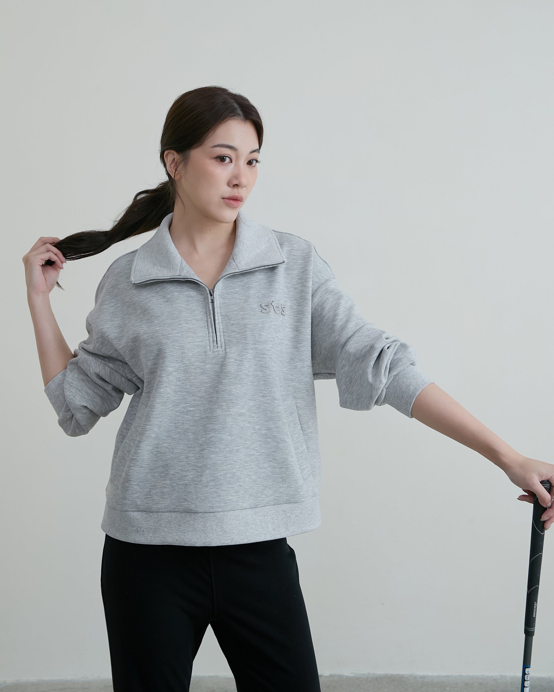 半門襟休閒長袖上衣