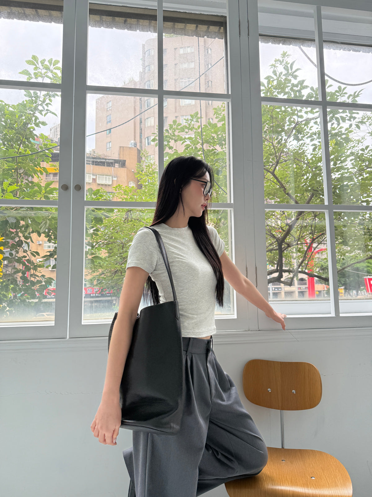 All fit top #灰白