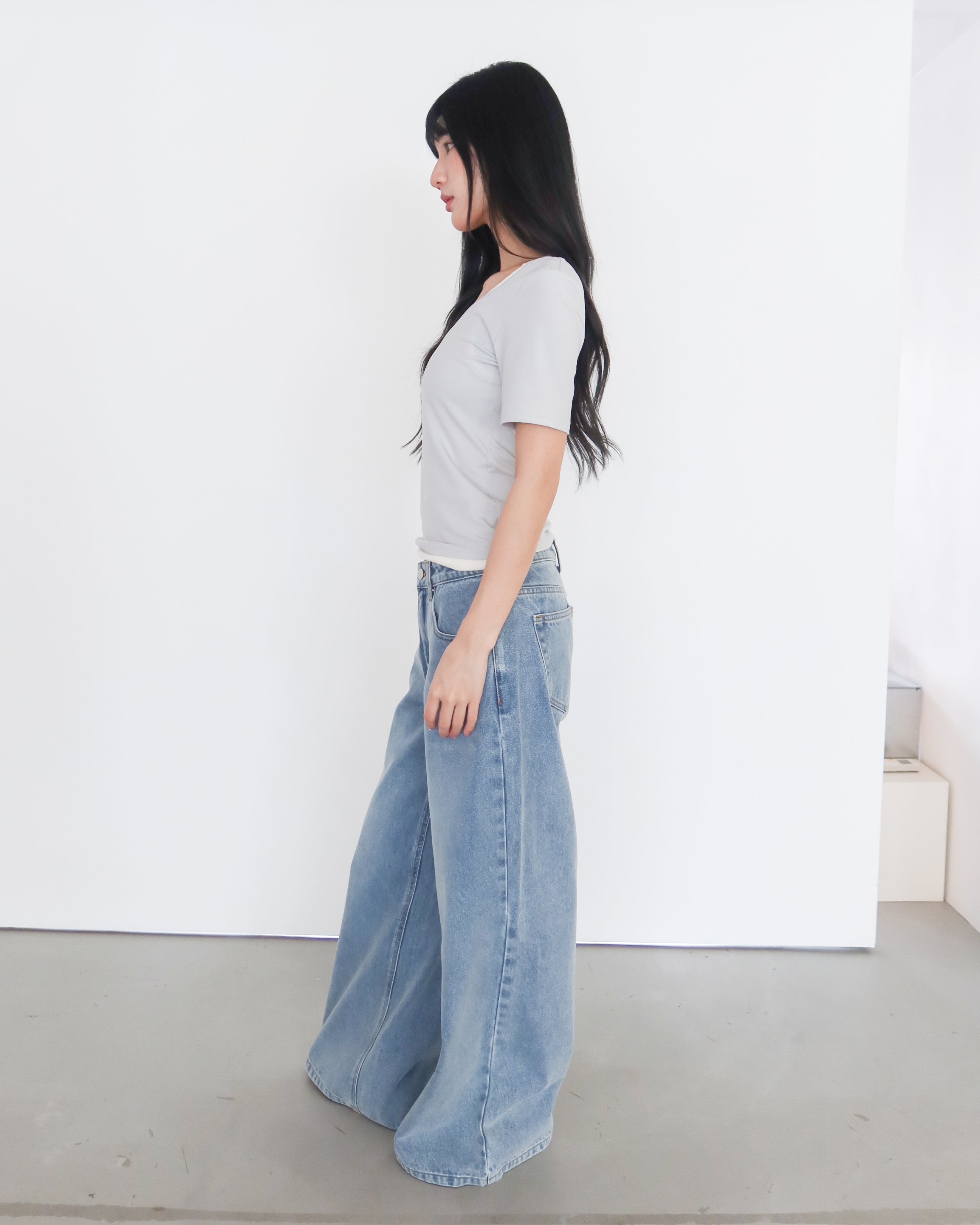 造型疊搭兩件式上衣 #淺藍