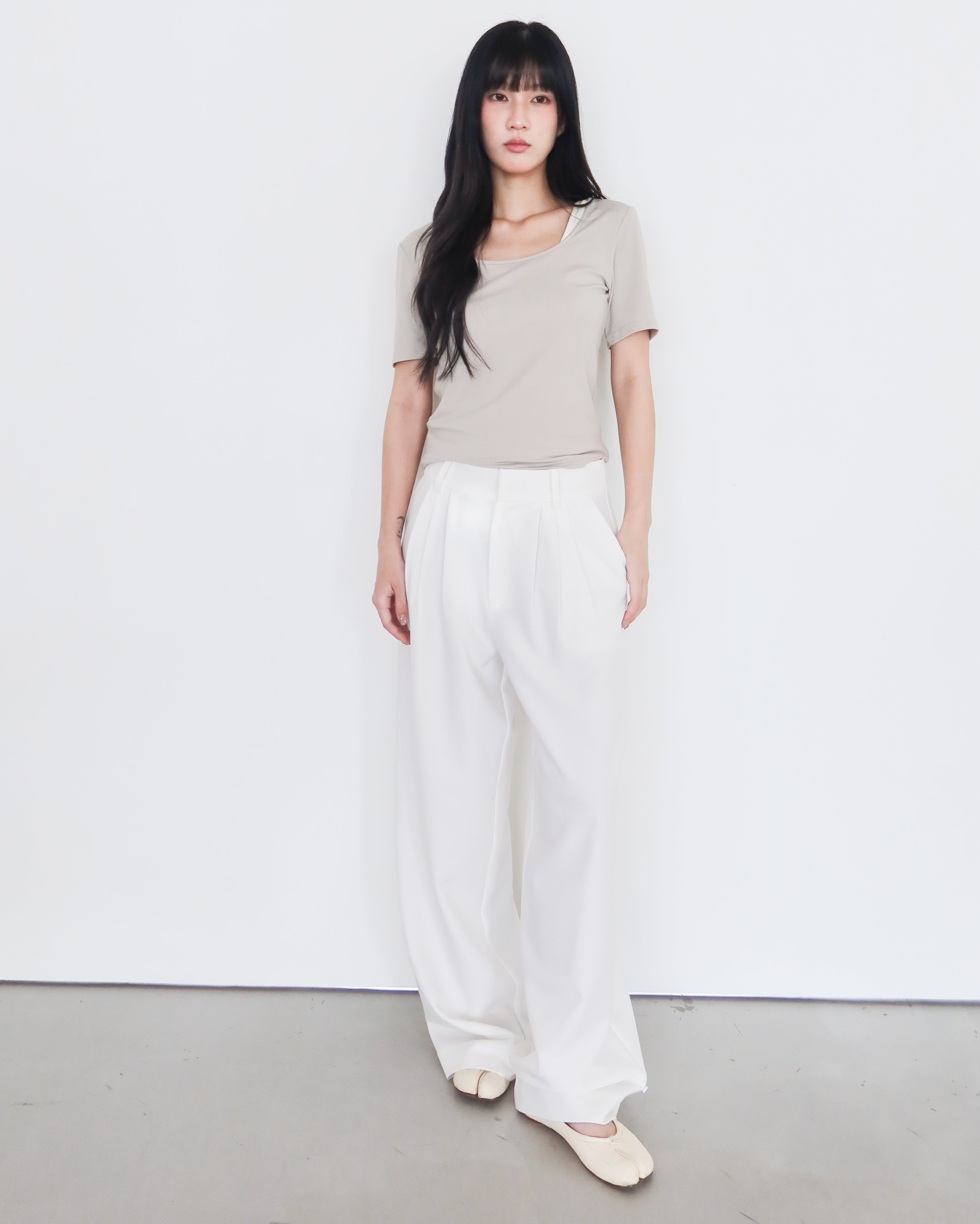 造型疊搭兩件式上衣 #杏色