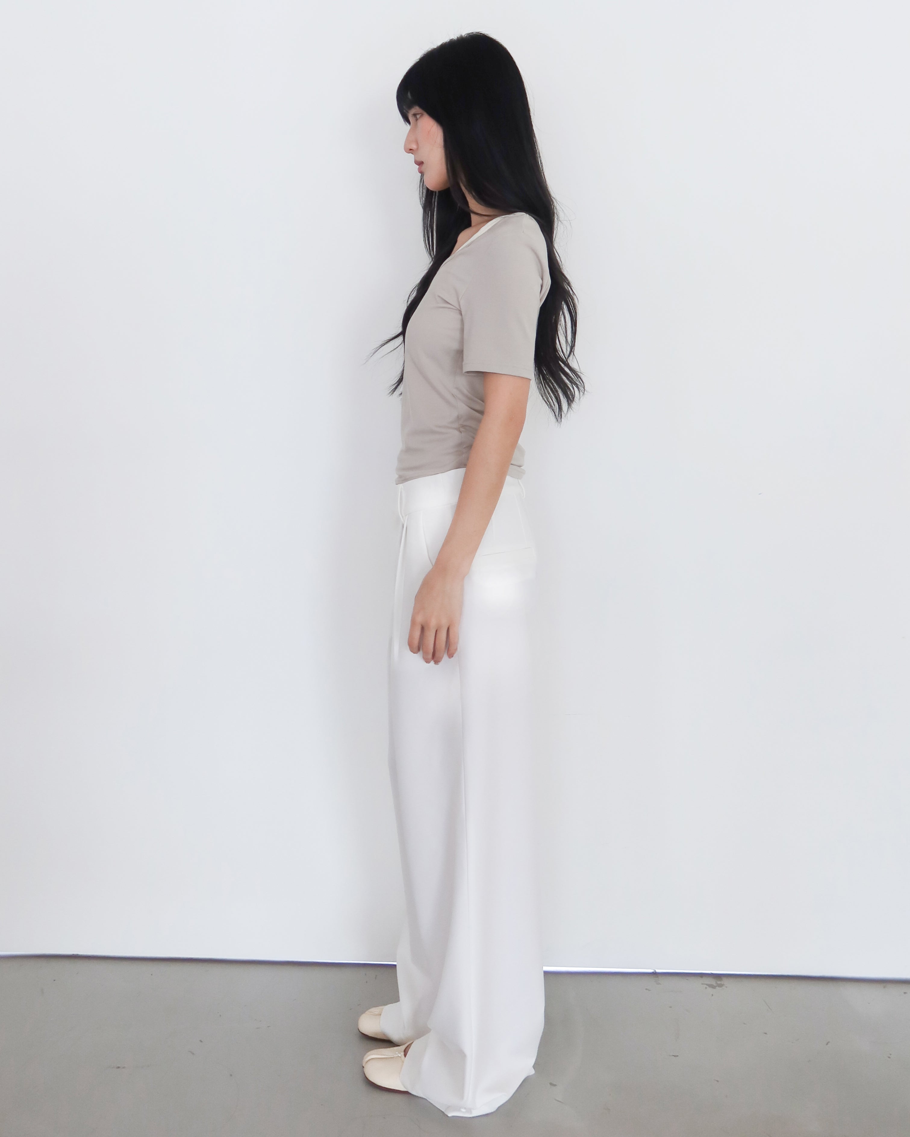 造型疊搭兩件式上衣 #杏色
