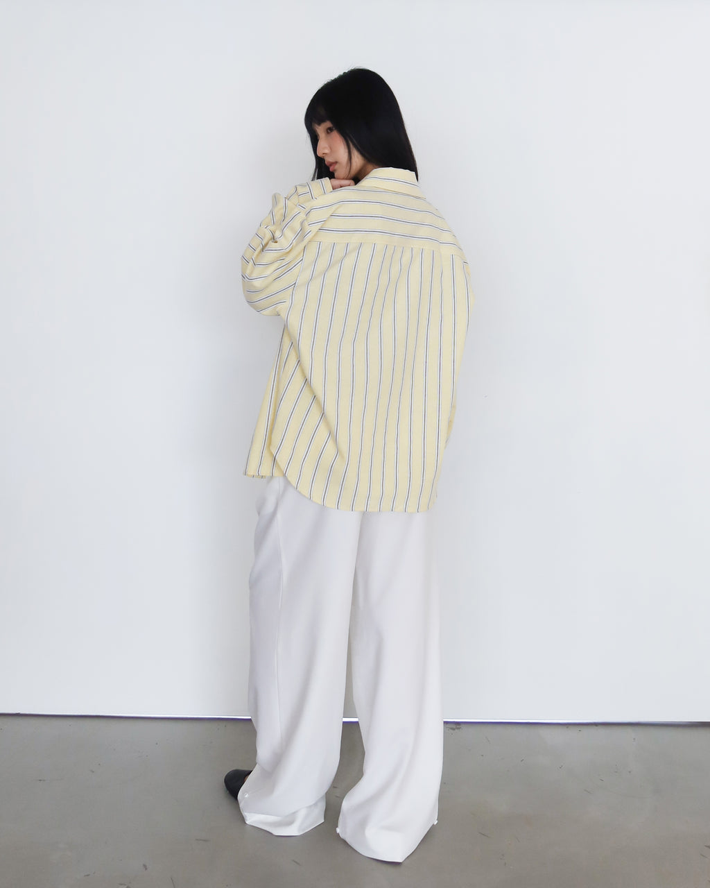 不易皺條紋襯衫 #黃