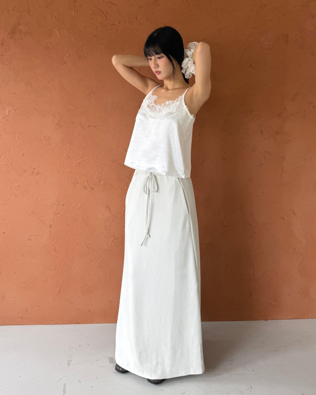 微性感蕾絲細肩帶背心 #白