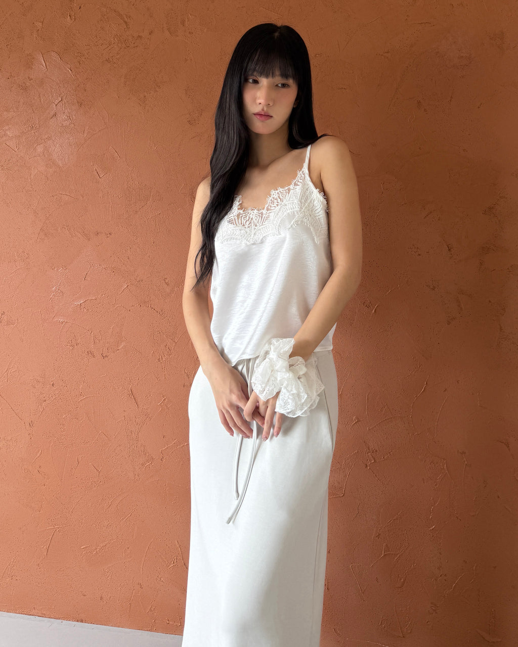 微性感蕾絲細肩帶背心 #白
