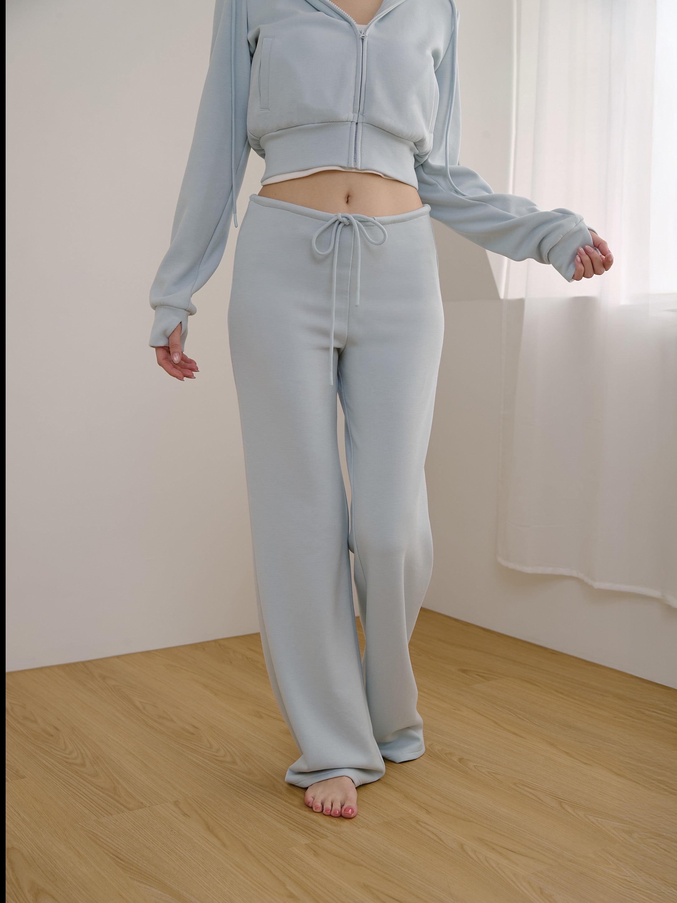 絨面保暖綁帶長褲