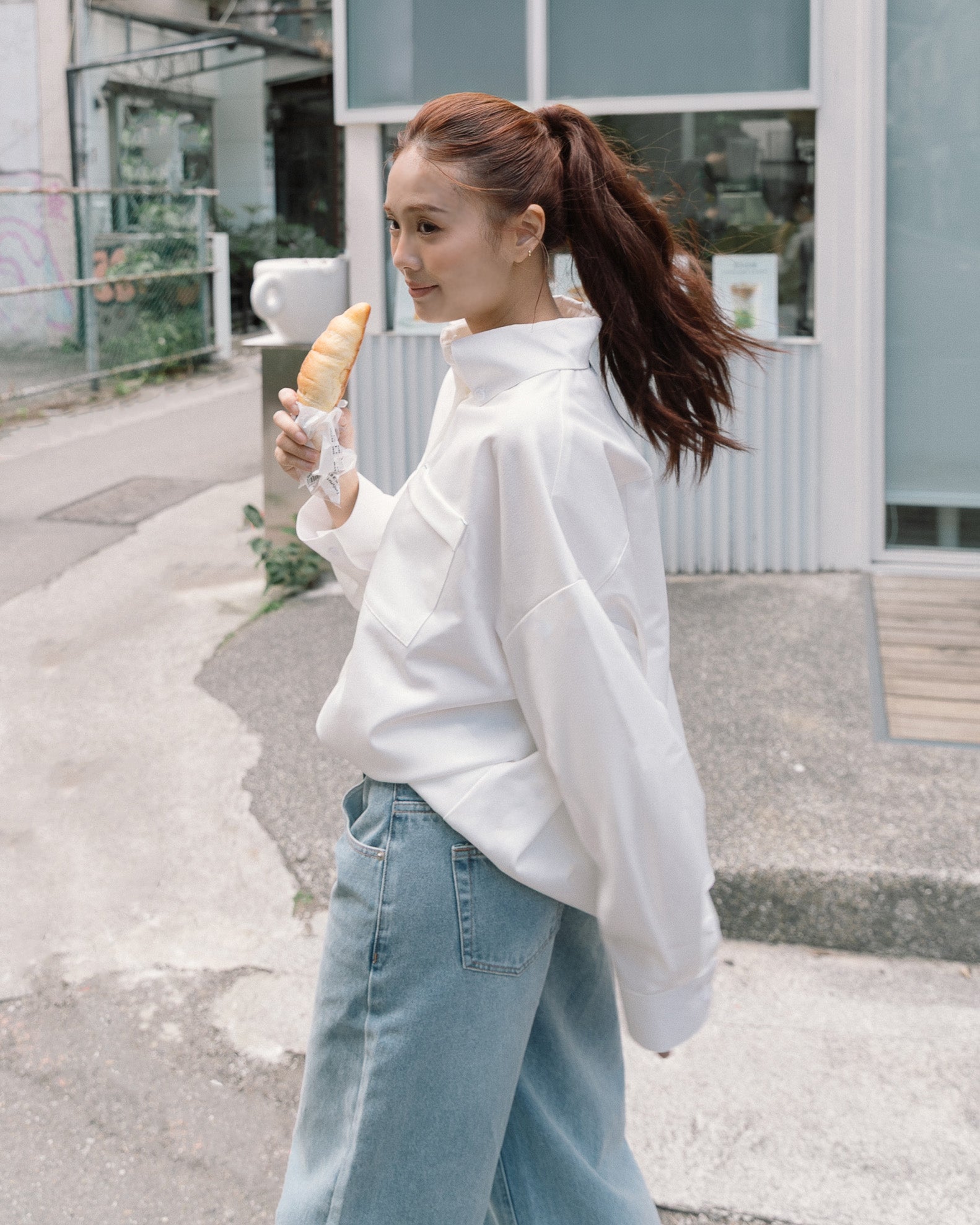 寬版抗皺長袖襯衫