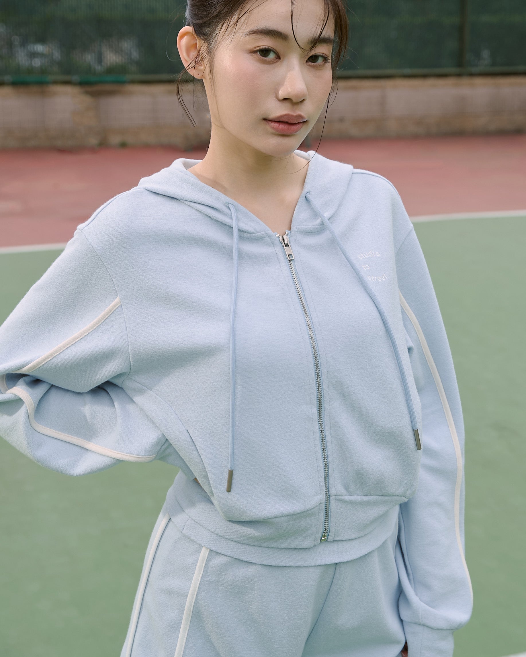 Cozy撞色連帽外套