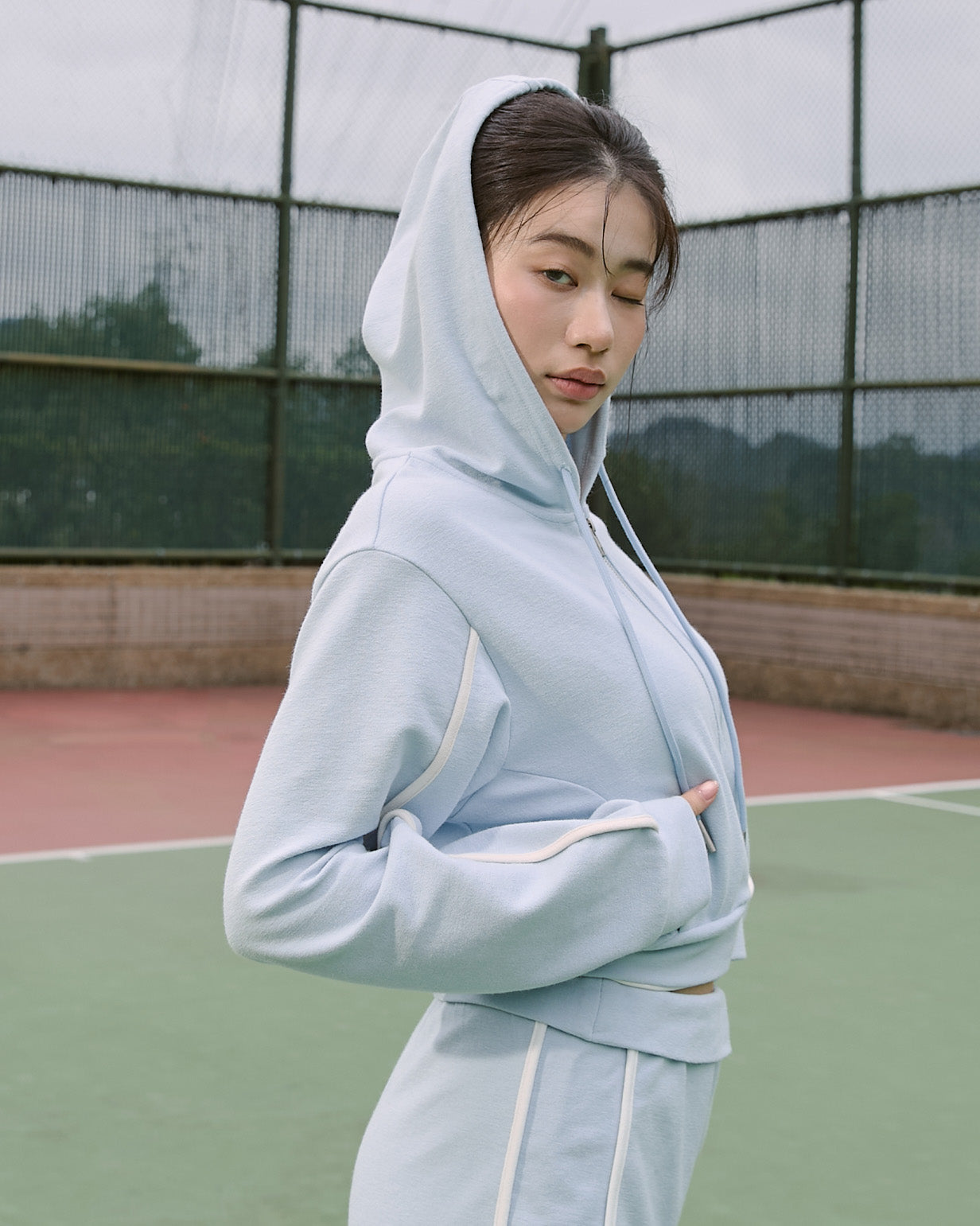 Cozy撞色連帽外套