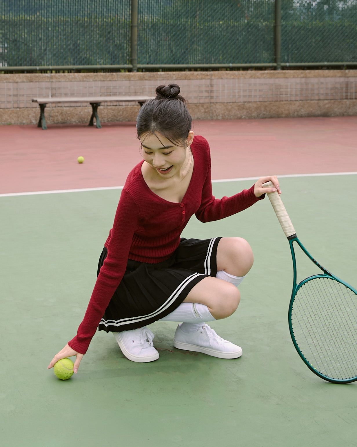 V領針織長袖上衣