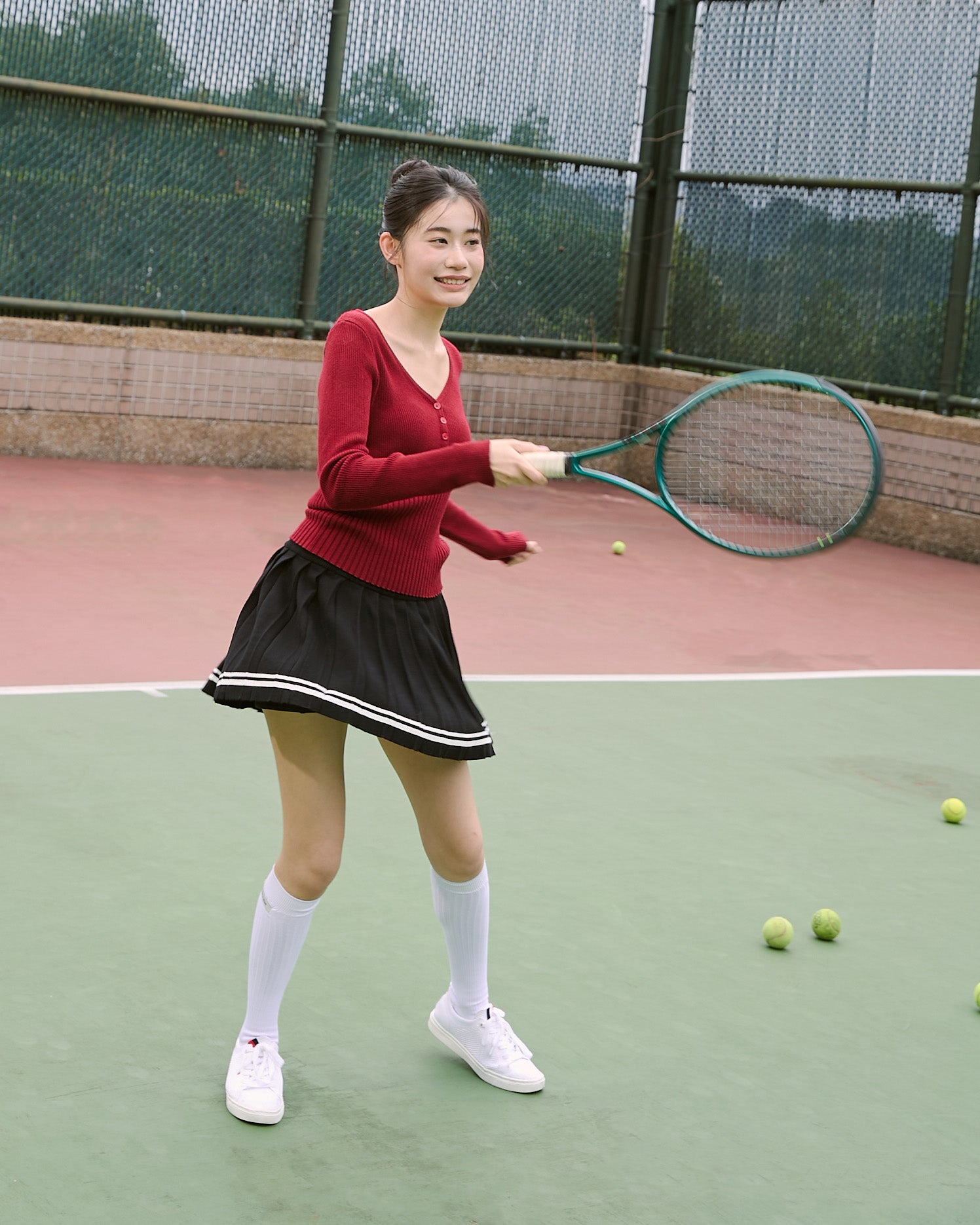 V領針織長袖上衣
