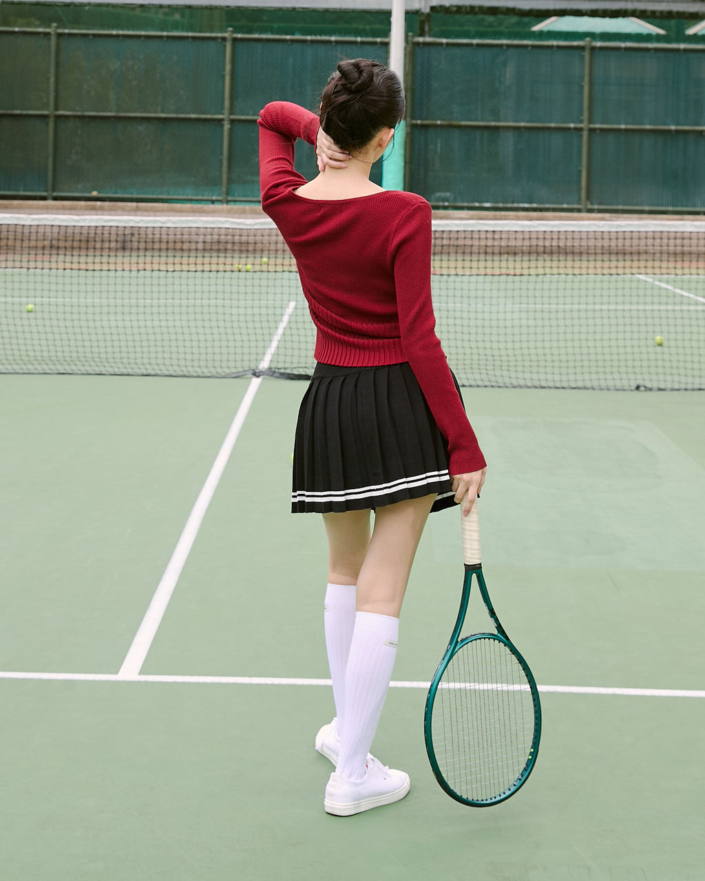 V領針織長袖上衣