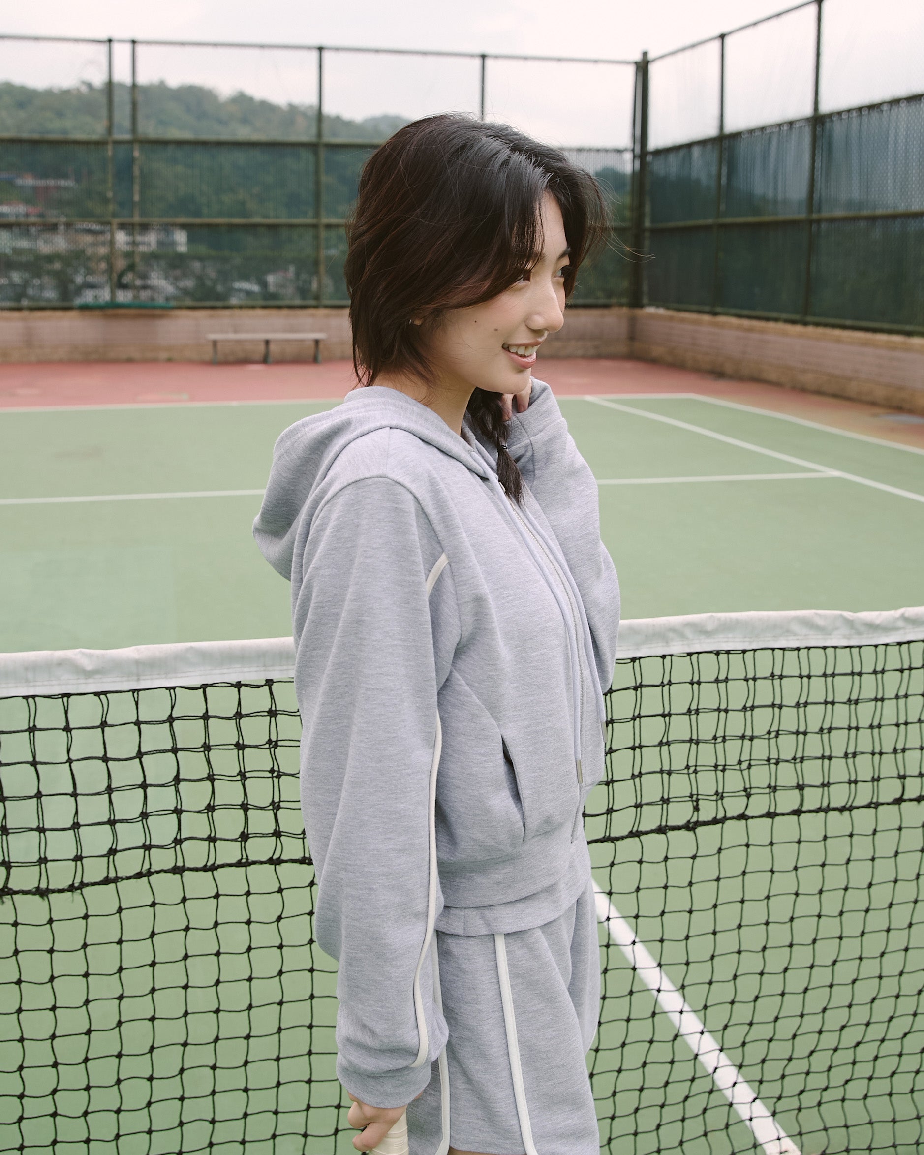 Cozy撞色連帽外套