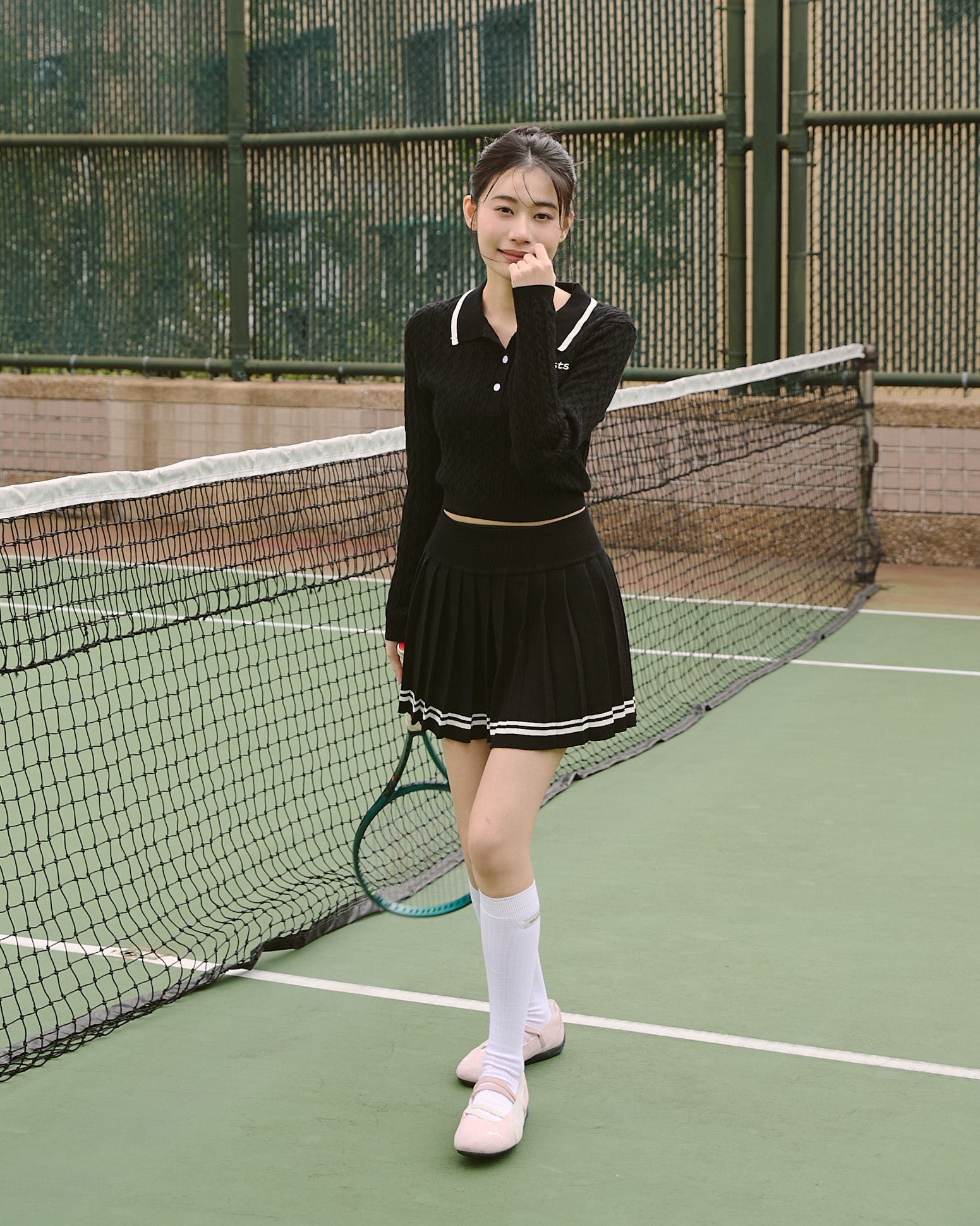 撞色針織長袖上衣