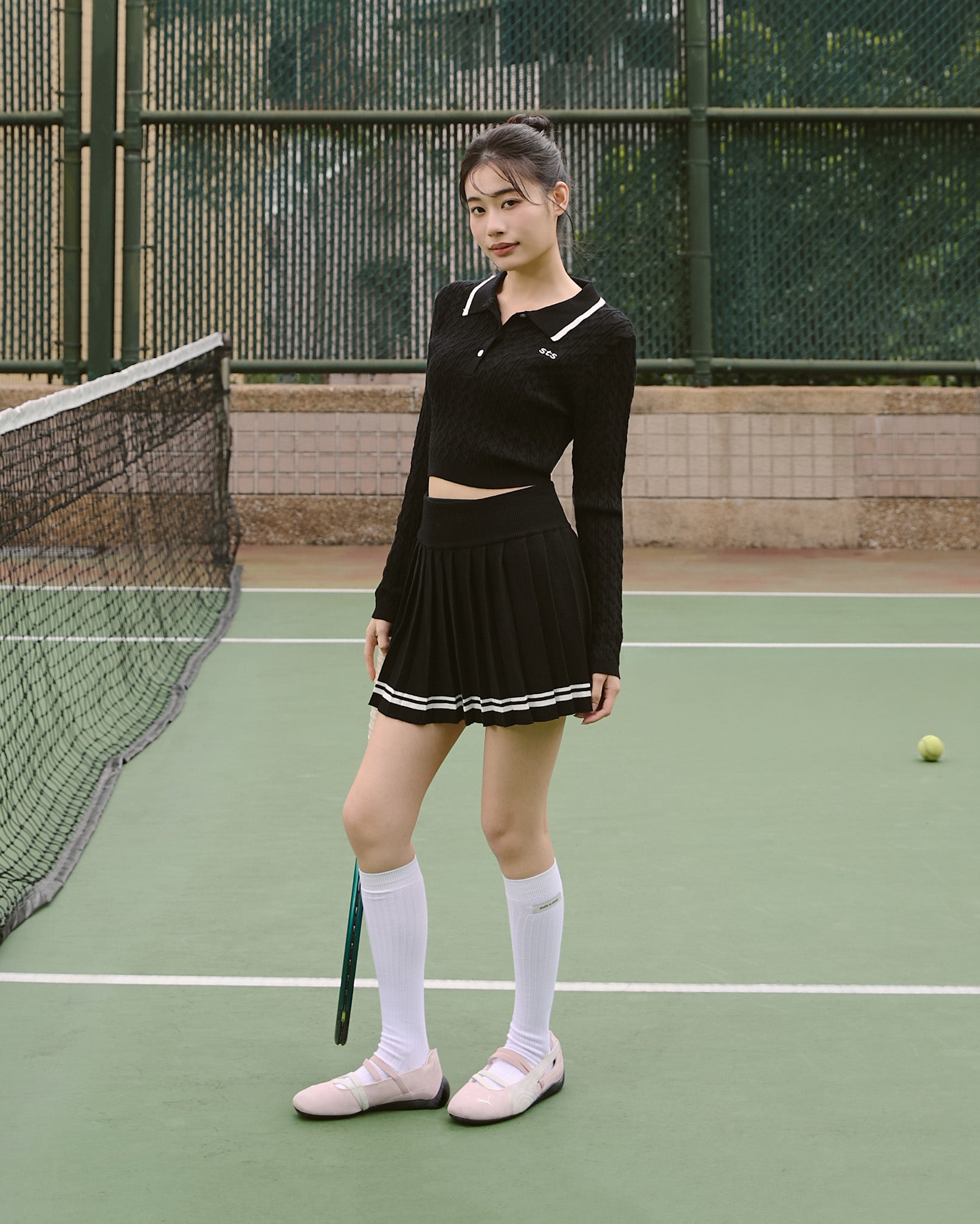 撞色針織長袖上衣