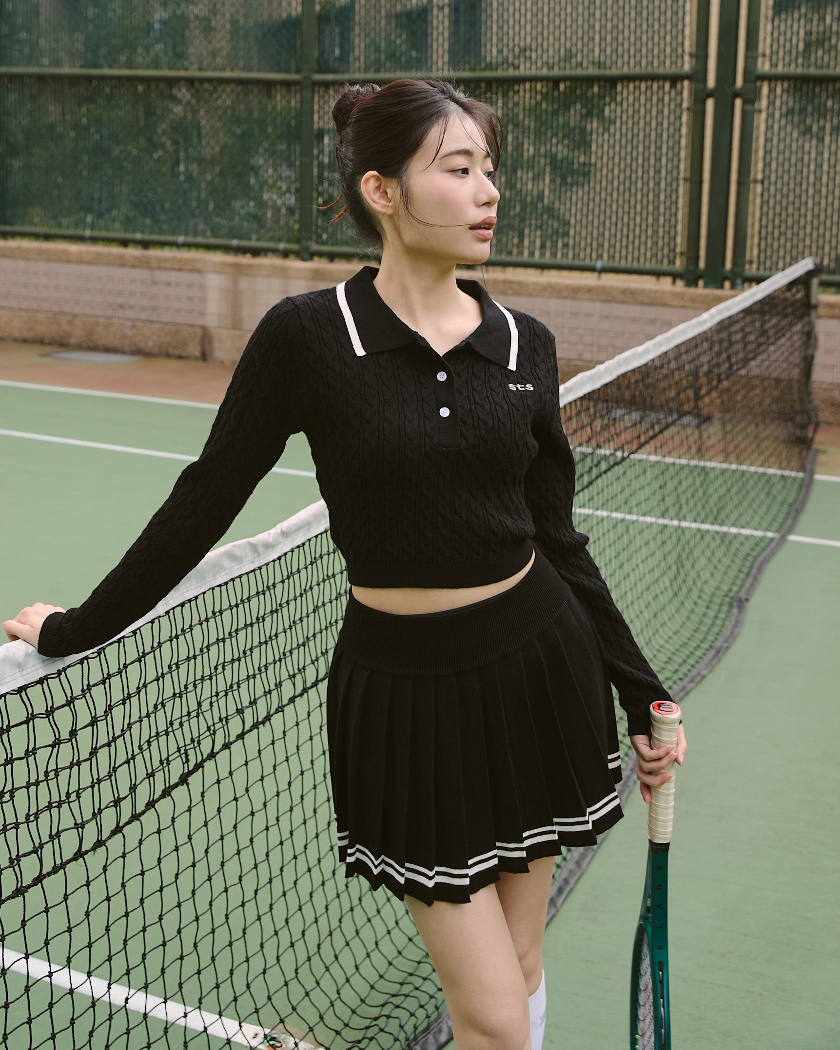 撞色針織長袖上衣