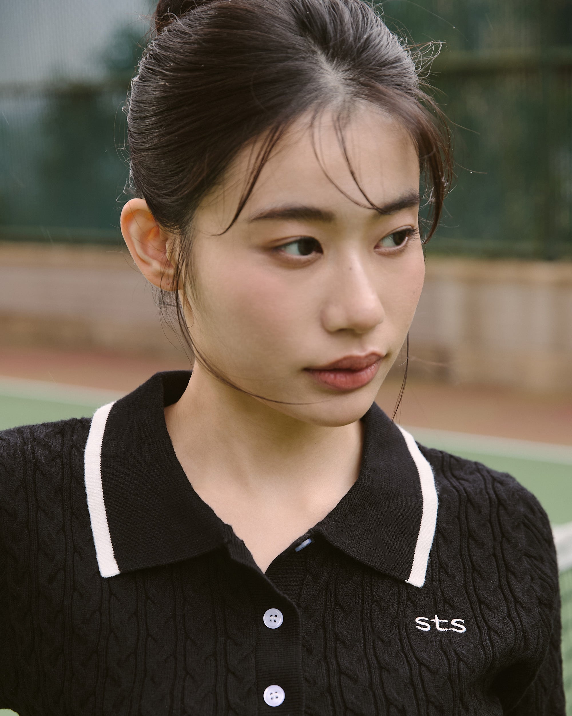 撞色針織長袖上衣