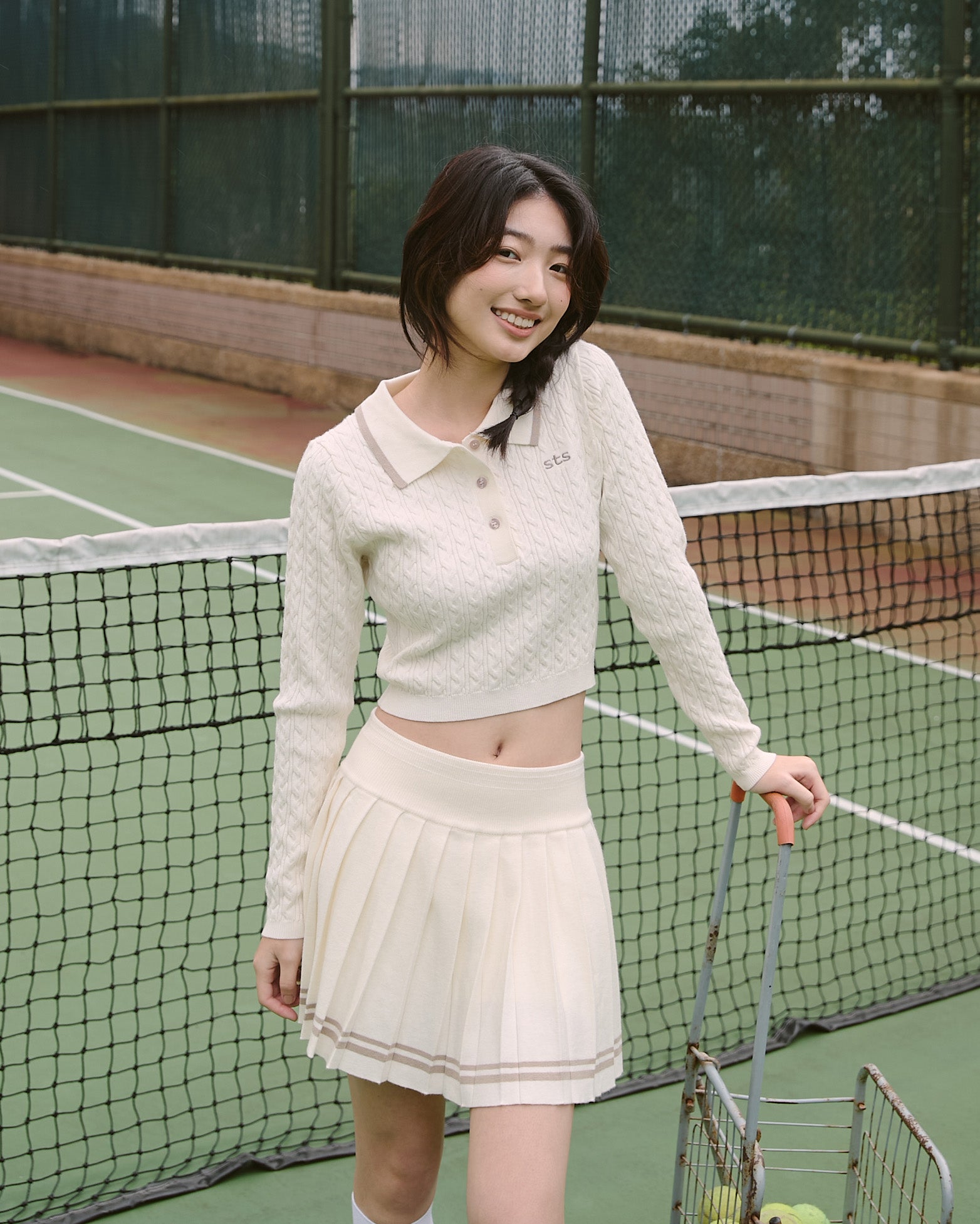 撞色針織長袖上衣