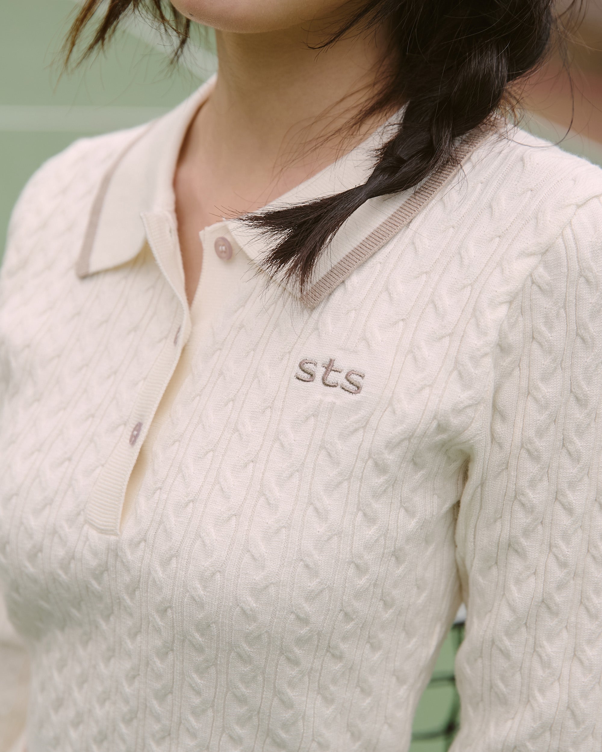 撞色針織長袖上衣