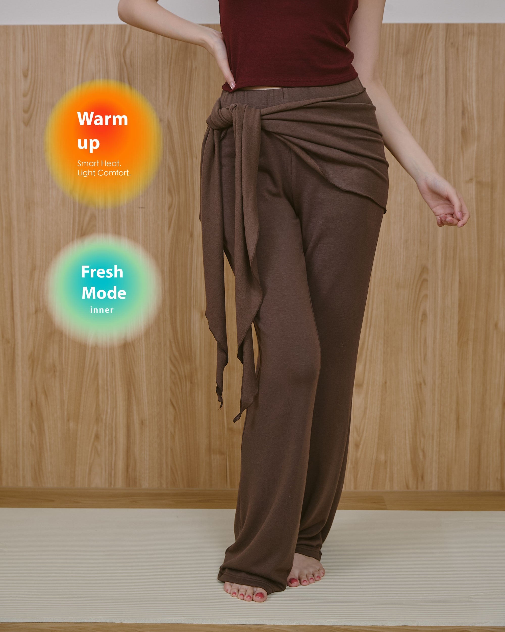 可拆修飾片發熱長褲