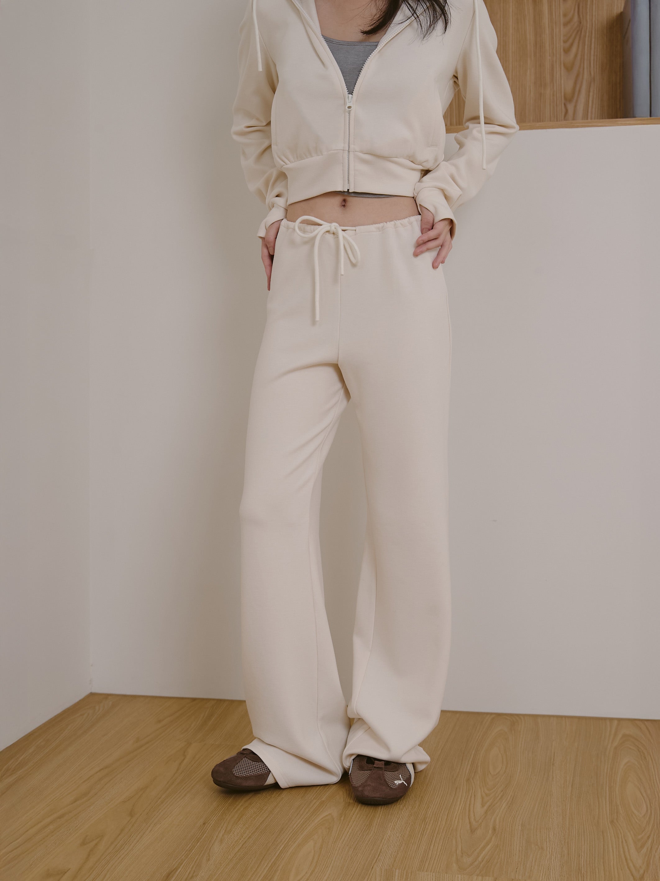 絨面保暖綁帶長褲