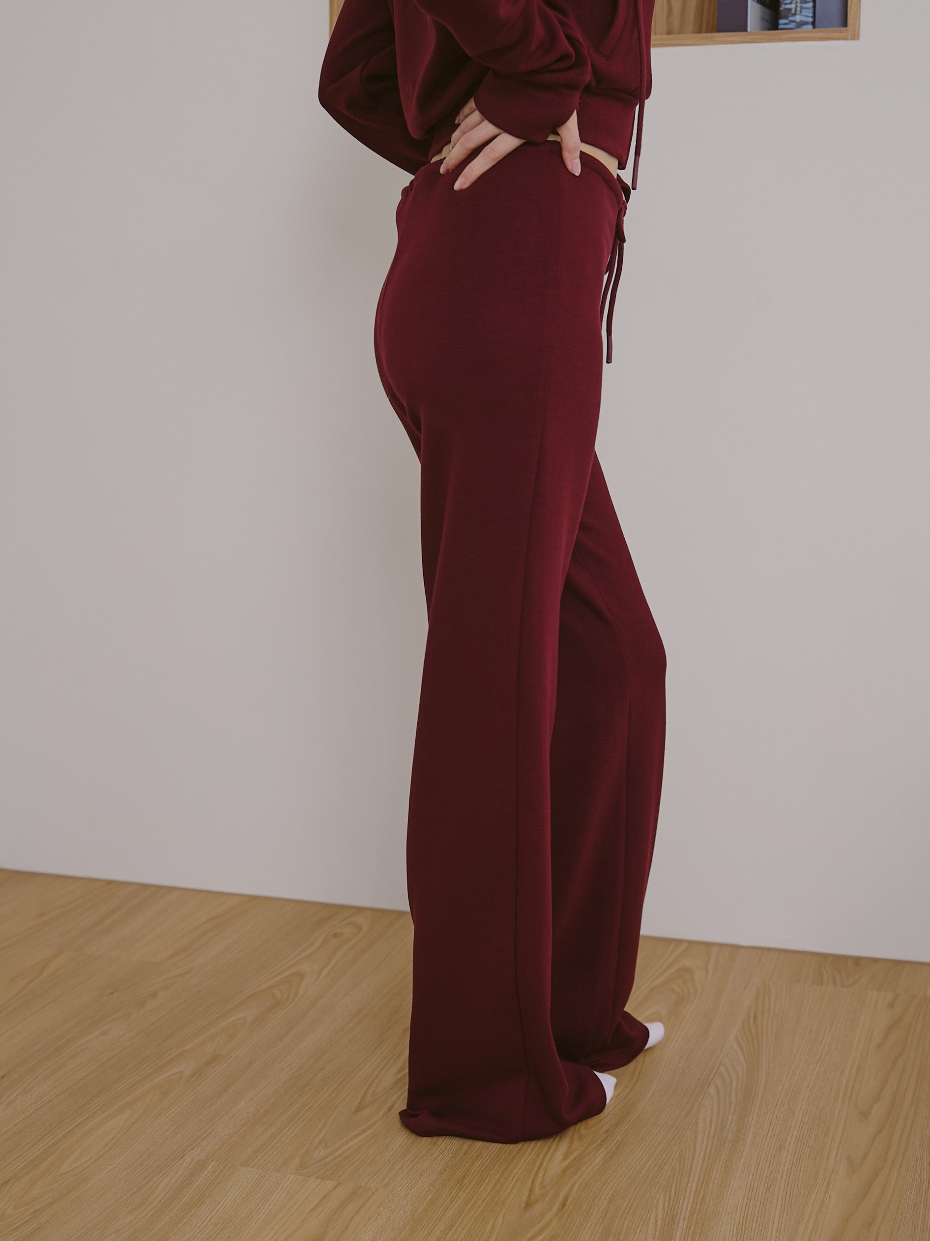 絨面保暖綁帶長褲