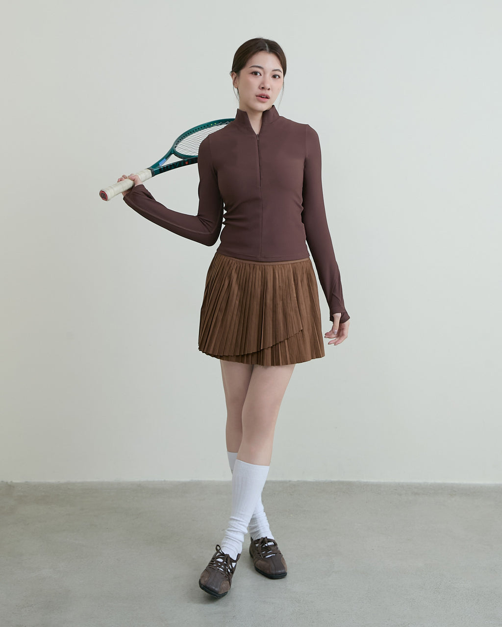 麂皮百褶裙(附網球褲)