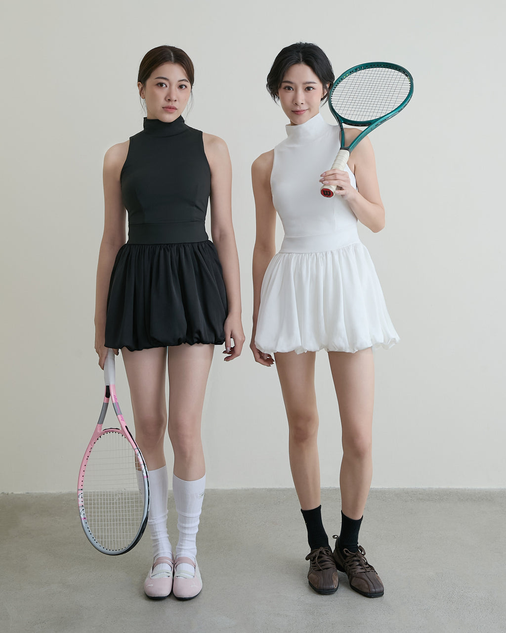 後挖洞花苞洋裝(附網球褲)